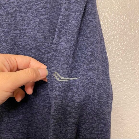 Saucony Men's Triumph 3D 1/2 Zip fleece lined running top jacket pullover blue S - Picture 3 of 12